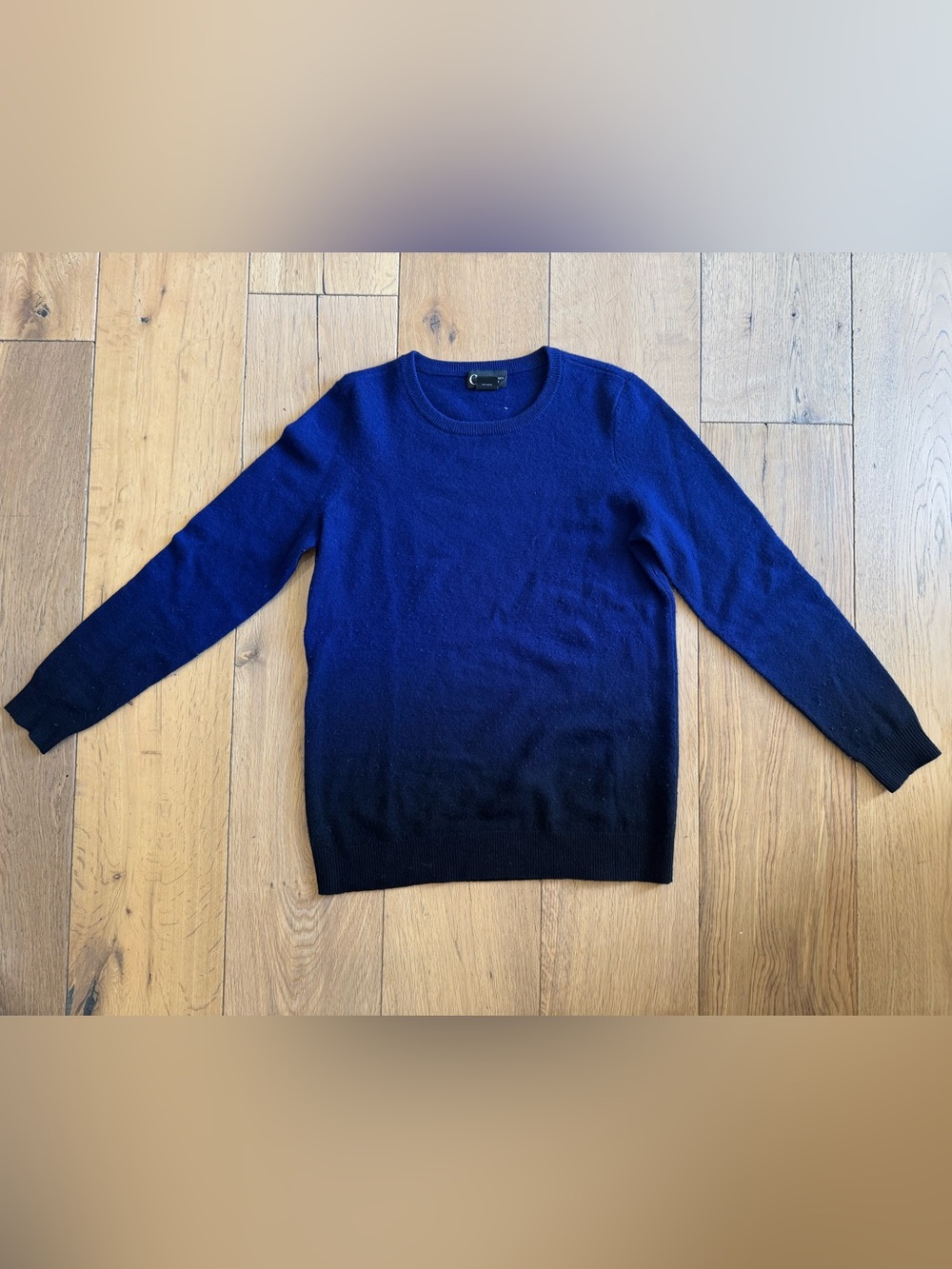 C by Bloomingdale's Women’s Cashmere Crew Neck Navy to Black Ombre Sweater
